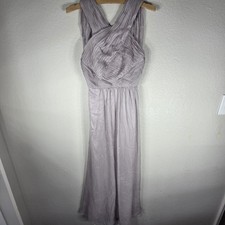 ASOS Lavender Gray Pleated Maxi Dress Size 2 Criss-Cross Ruched Chiffon Gown