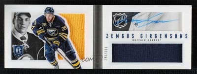 2013 Panini Playbook Booklet Jersey 146/199 Zemgus Girgensons Rookie Auto RC 2d8
