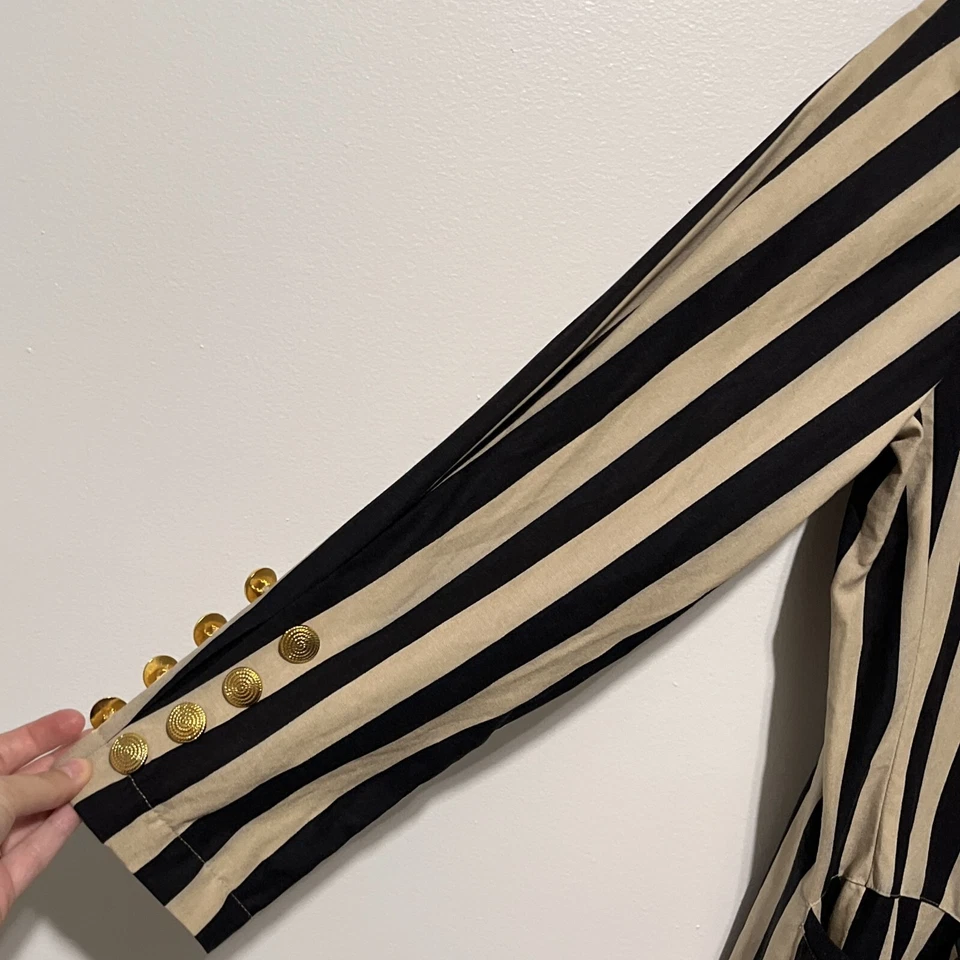 Blazer Apart Mujer De Colección Longline Rayas Talla 12 Beige Gótico Steampunk Maximalista Foto 3 de 4