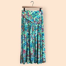 Vintage 80s 90s Componix Colorful Floral Retro MIDI Skirt Cottagecore Women  s 12