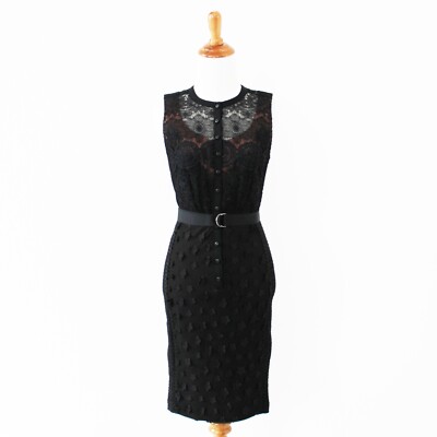 NEW Byron Lars Beauty Mark Gisella Lace & Button Classic Black Sheath Dress,  0P | eBay