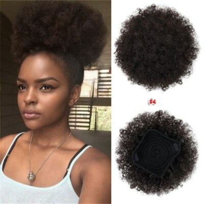 Afro Puff Hair Bun Chignon Accessories Short Drawstring Ponytail Synthetic Kinky