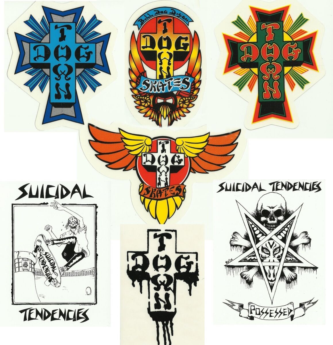 DOG TOWN Skateboard Sticker - Cross - DogTown - Old School DOG TOWN Skateboard Sticker - Cross - DogTown - Old School