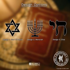 925 Silver Jewish Necklace ✔️ Star✔️Chai ✔️ Menorah Charm with Custom Bar