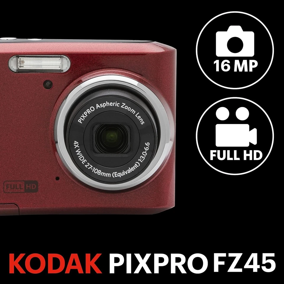 Kodak Pixpro FZ45 Digitalkamera, Rot - Bild 2 von 4