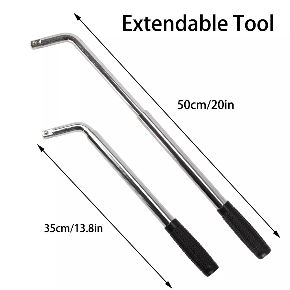 US Extendable Car Van Wheel Brace Lug Wrench W Socket Tyre Nut 17 19 21 23 mm