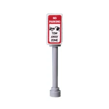 NEW - Tow Away Zone Parking Signpost - Custom Brick City Accessory Building Set