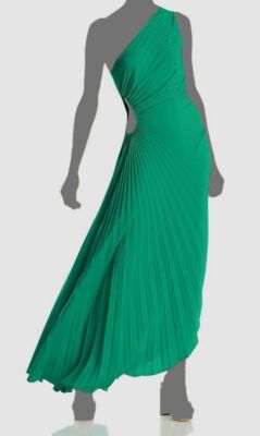 alc green pleated dress Paula Gingham Cotton Knitted Maxi Dress - Green main image 1