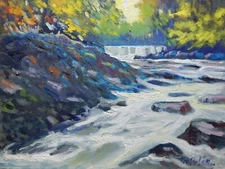 country creek rural mountains realistic Impressionism oil Painting landscape