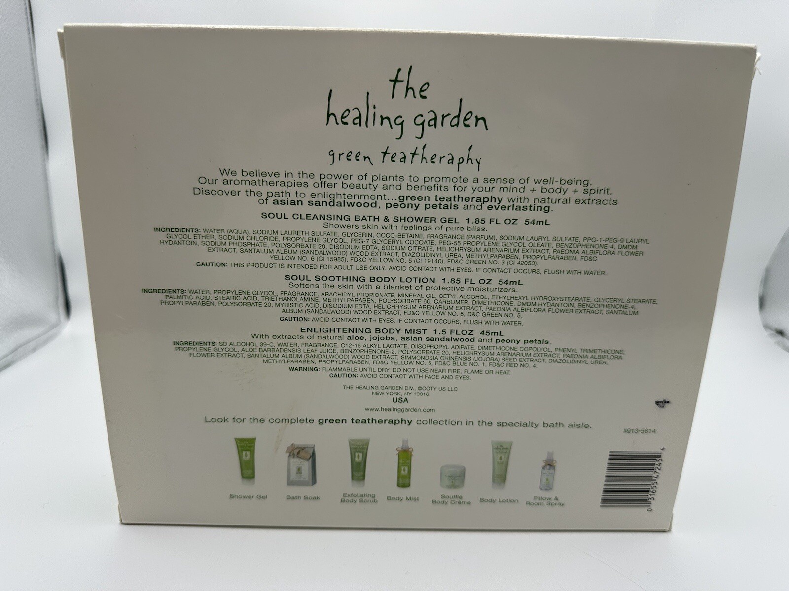 The Healing Garden Green Tea Therapy  Travel   Lotion, Body Mist, Shower  Gel
