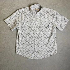 Huk Fishing Shirt Mens Medium Gray Fish Hook Lures Print Button Down Outdoor