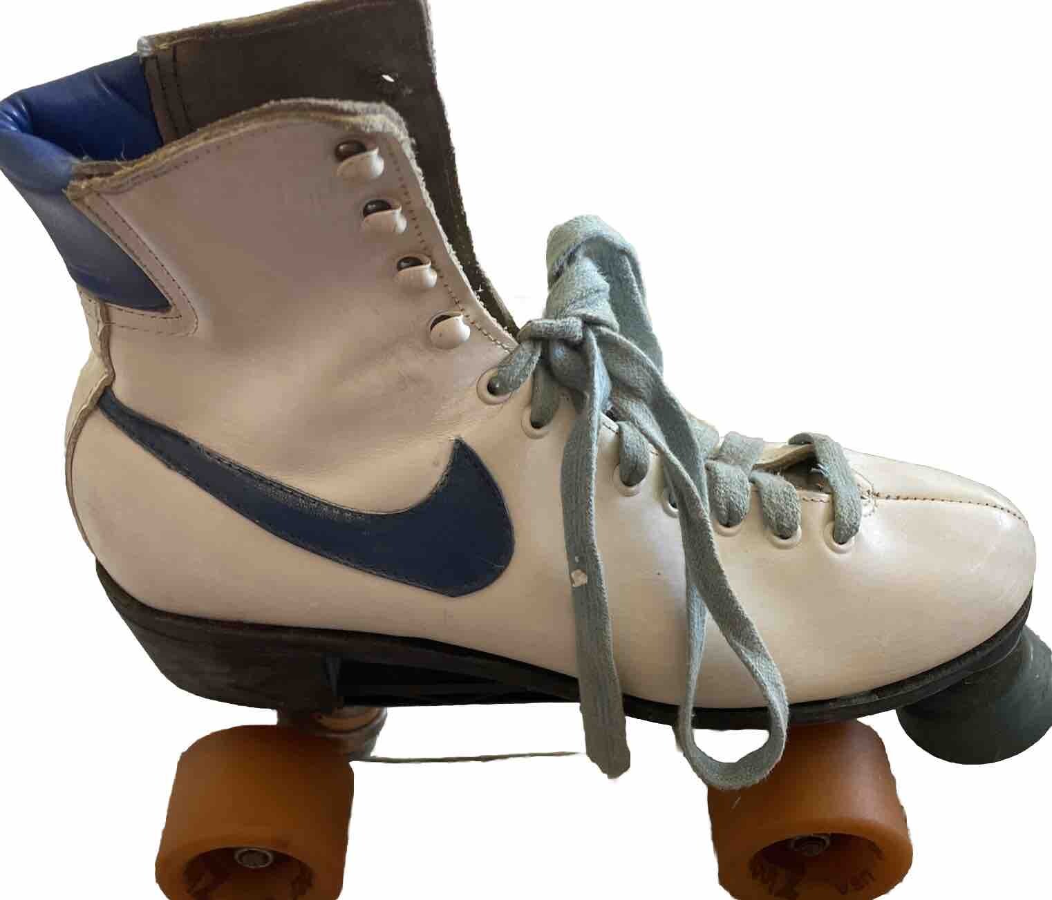 Vintage 1980’s Nike Quad Roller Skates White Leather Blue Swish Zinger Wheels eBay