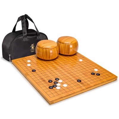 Bamboo 0.8-Inch Reversible 19x19 / 13x13 Go Game Set Board with Single Convex...