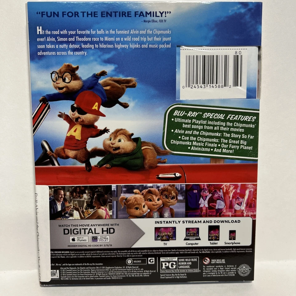 Alvin and the Chipmunks: The Road Chip (Blu-ray/DVD Combo, 2015) - Image 2 of 4