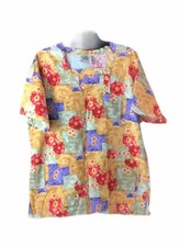 Crest Scrub Top Floral Medium Womens 100 Cotton Colorful Nurse