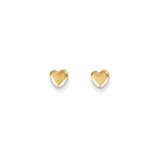 Madi K Kid's  Earrings 14k Yellow Gold  Heart Solid Post Button, 5mm
