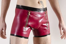 Rubber "Sailors" SHORTS, double zip front opening 0.5mm medium weight latex