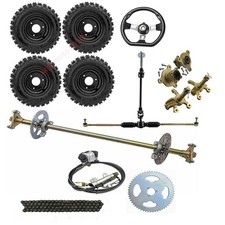 29" Go kart ATV DIY Rear Axle kit  6" Wheels 35 Sprocket Hub Steering Assembly