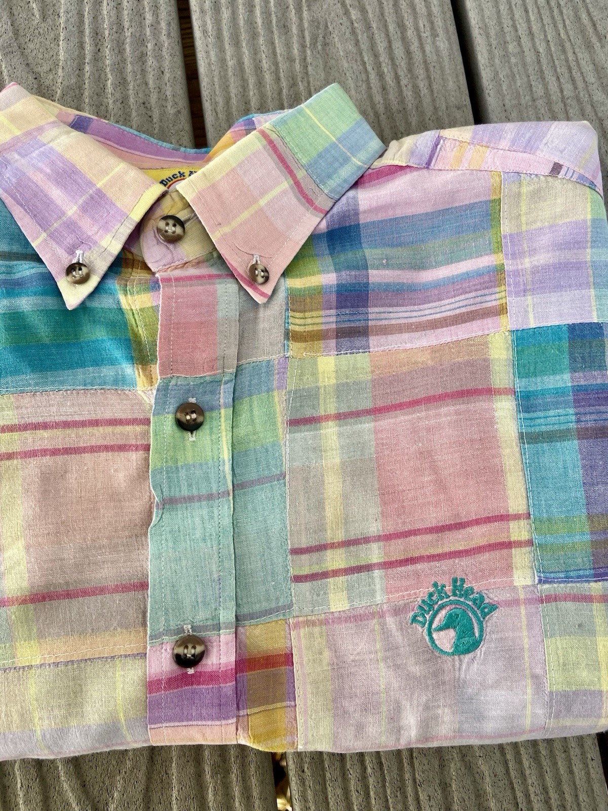 Duck Head Madras Patchwork Button Down Shirt Mens… - image 14