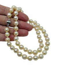 8.50mm Large Saltwater Akoya Cultured Pearl 14K Solid White Gold Necklace 21"