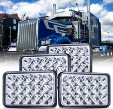 4PC 4x6'' 180W Led Headlights Hi-Lo Sealed Beam for Peterbilt Kenworth T800 W900