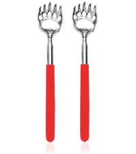 2PCS Back Scratchers, Bear Claw Shaped Extendable Metal Retractable Red