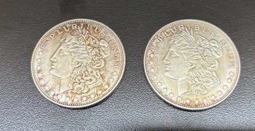 2 Morgan dollar design private-mint .999 Fine silver rounds Nice Toning