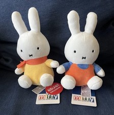 Set Of 2 Miffy Round 1 Exclusive Plush Orange Scarf  Overalls 6  New With Tag