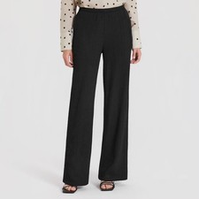 Women's High-Rise Textured Pull-On Pants - A New Day Black L