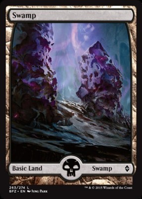 1x Swamp (263) - Foil - Full Art MTG - Battle For Zendikar - Light Play