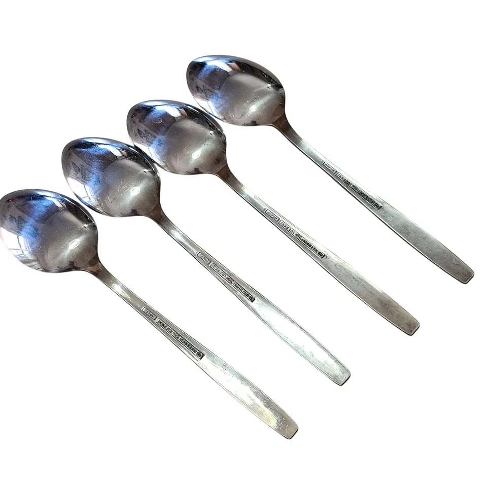 4 Rogers Fragrant Rose Spoon 6" stainless MCM Mod daisy floral Japan 70s vtg  - Image 4 of 4