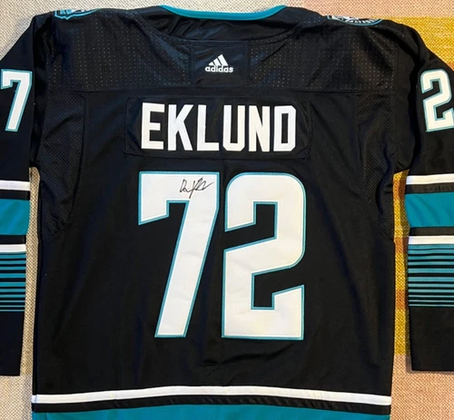 William Eklund Signed Autograph San Jose Sharks NHL Hockey Jersey Draft