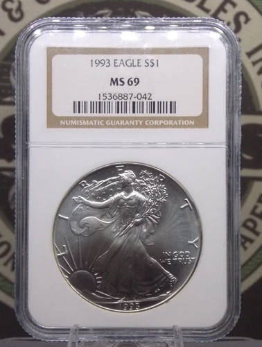 1993 American SILVER Eagle $1 NGC MS69 #042 East Coast Coin & Collectables, Inc
