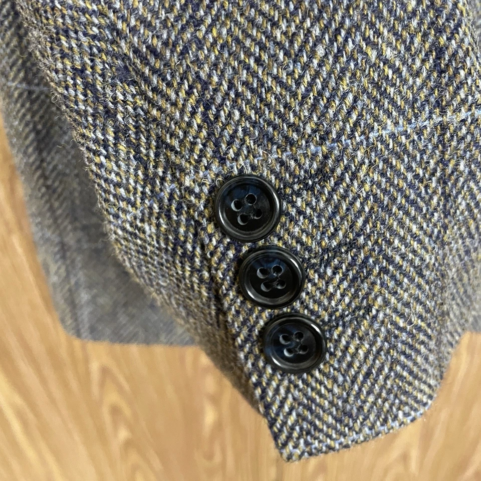 Abrigo deportivo Haggar para hombre 46R marrón multicolor a cuadros pura lana tweed doble ventilación Foto 4 de 4