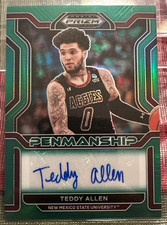 Teddy Allen New Mexico State Basketball Panini Autograph Green Foil Rookie Card