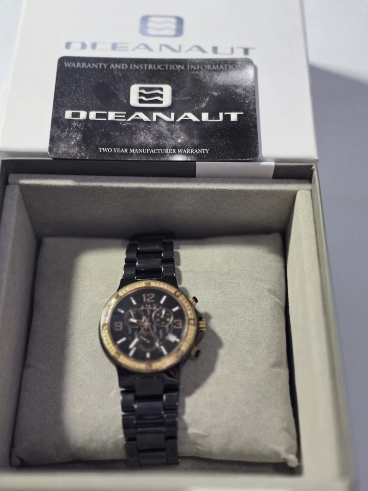 OCEANAUT WOMEN'S DIAMOND ACCENT BEZEL CERAMIC BAND QZ CHRONOGRAPH, NEW... - Image 4 of 4