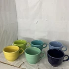Lot Of 6 Fiestaware Flat Coffee Cups Mixed Colors 8oz Coffee Tea Cups