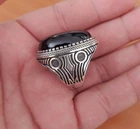 Ancient Vintage Victorian BiG Sterling Silver Ring Black Onyx Stone Size 10