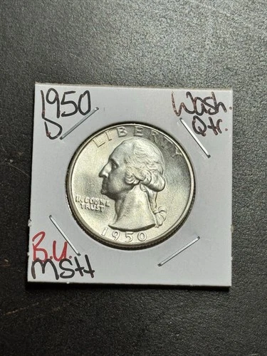 1950 D Washington Silver Quarter Gem BU Uncirculated MS++ 25c Coin (Raw18850)