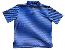 VTG Polo Ralph Lauren Golf Fit Polo Shirt XL Blue White Stripe Short Sleeve Mens
