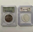 Lot of 2 - 1949-S PCGS MS64 & 1962 ICG MS67 Franklin Half Dollar 90% Silver