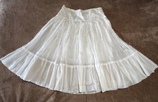 Prada women's ivory beige mid-skirt size 44 Made In Italy 100 Cotton with Zip