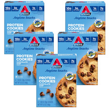 Atkins Protein Cookie Snack Chocolate Chip   4 Count Each Pack of 5 Boxes 