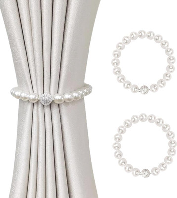 Magnetic Curtain Tiebacks, Curtain Holders for Bedroom Decor, 2 Pack Pearl Curta