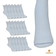 12 Pairs Men's Circulatory Diabetic Qurater Socks Health Cotton White 9-11 10-13