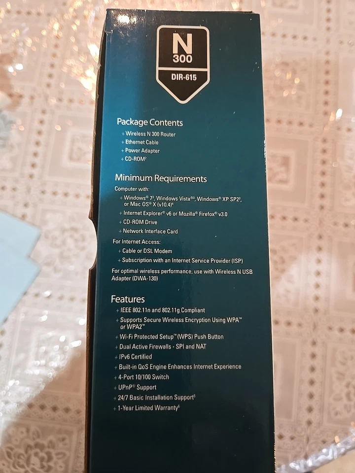 D-Link N300 Wireless Router 108 Mbps 4-Port 10/100  (DIR-615) - Image 4 of 4