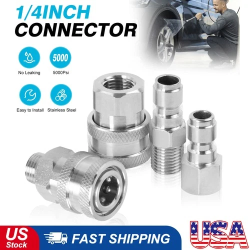 1/4" Pressure Washer Fittings-Stainless Steel Pressure Washer 1/4" Male 5000PSI