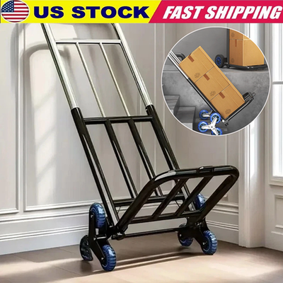 #ad 330 lbs Stair Climbing Cart Heavy Duty Folding Hand Truck Dolly 6 Wheels Rope $27.98