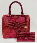 BRAHMIN NWT  POMEGRANATE AMELTHEA CAROLINE SATCHEL & VERONICA WALLET
