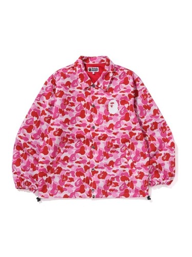 A Bathing Ape Men's Coach Jacket 2025 SS ABC CAMO APE HEAD Pink Japanese S size - Picture 5 of 5
